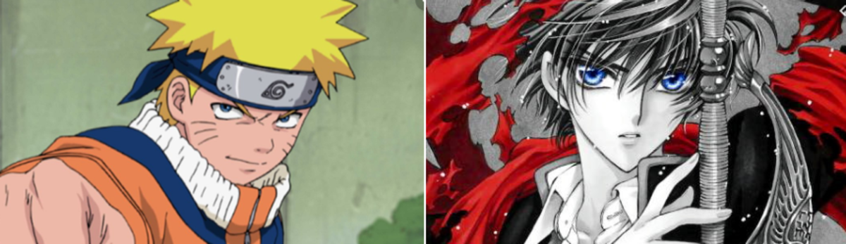 Naruto, a good shone example (left) with the CLAMP Bishounen Kamui (right).