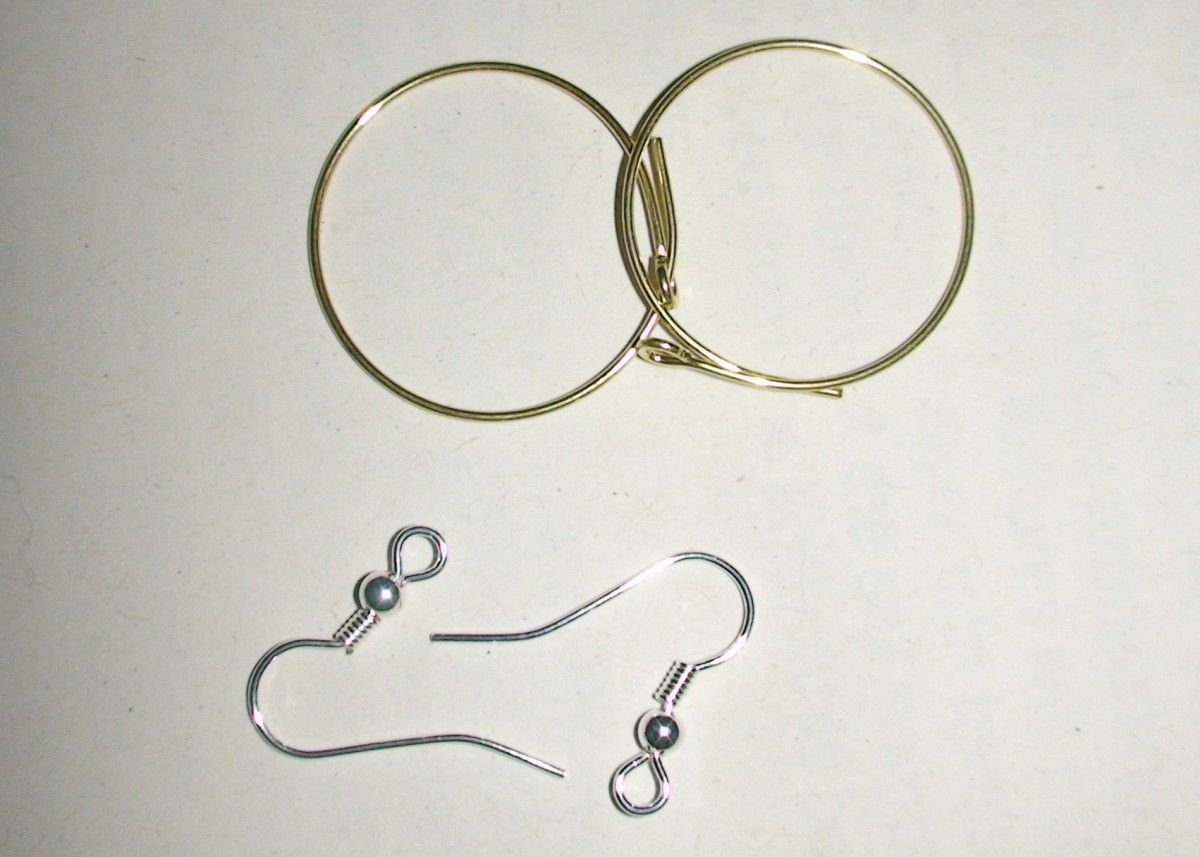 Gold hoop earring findings; Silver ear wires