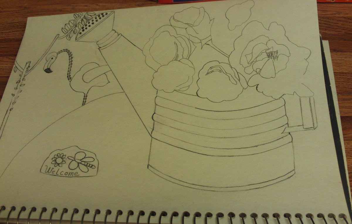 Adding more detail to the roses in this phase of the sketch.