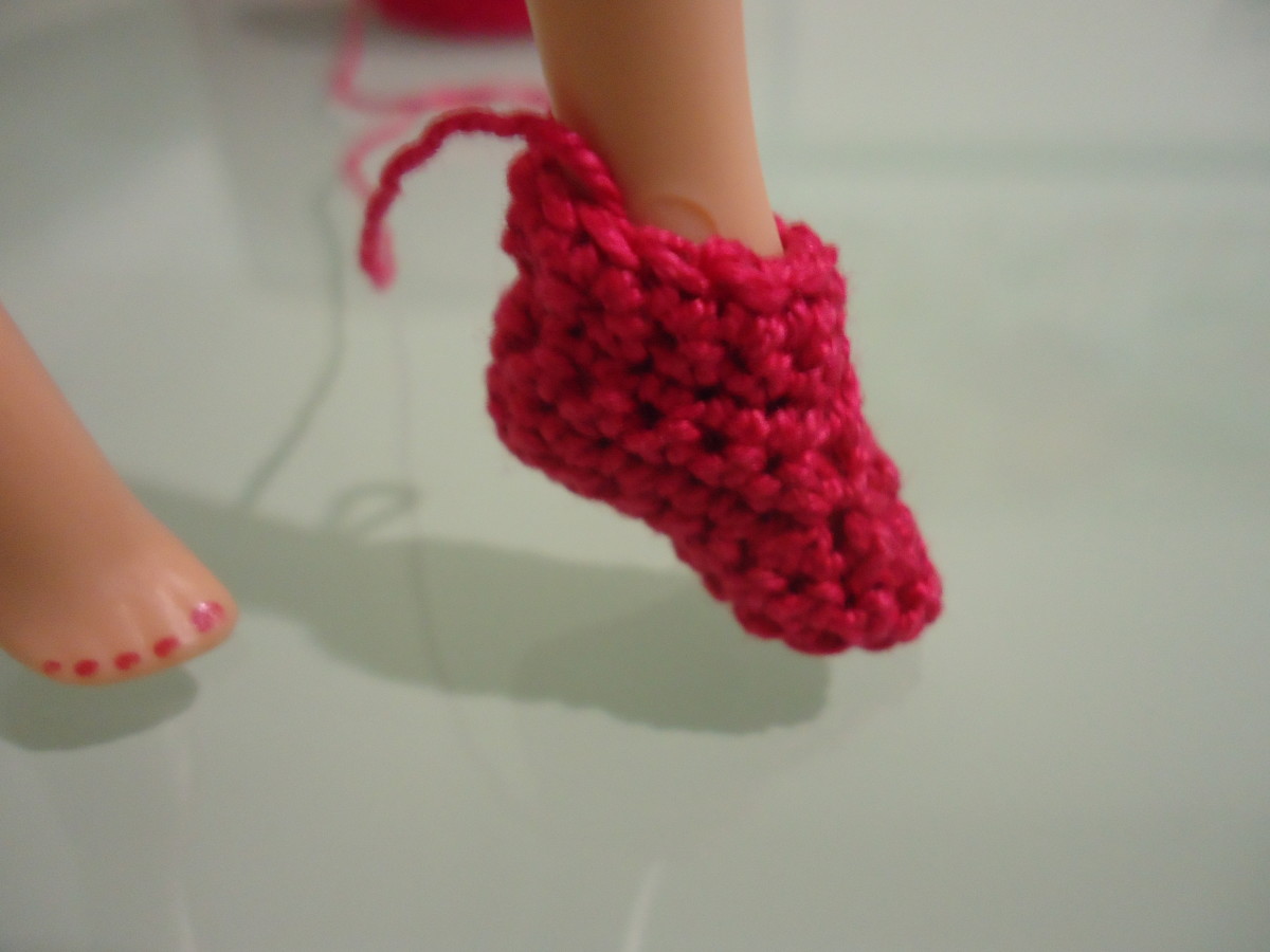 Black Hand Crochet Slipper Socks Shoes For The My Size Barbie Doll