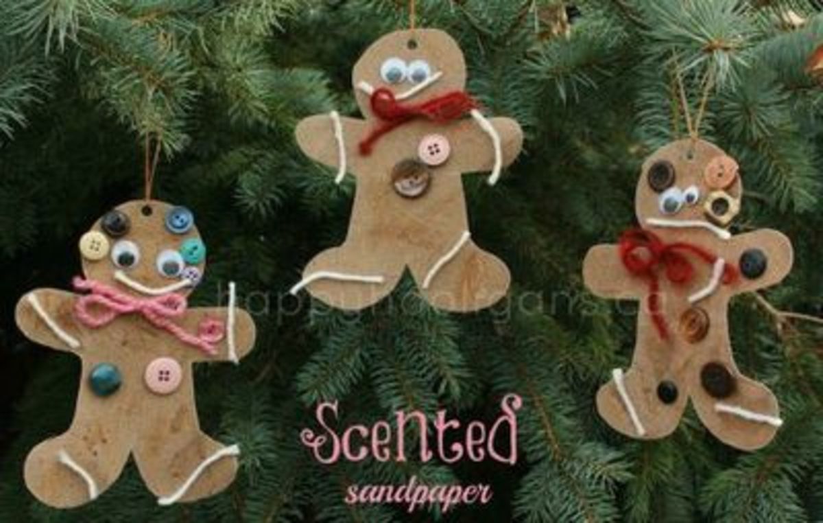 Scented sandpaper gingerbread ornaments
