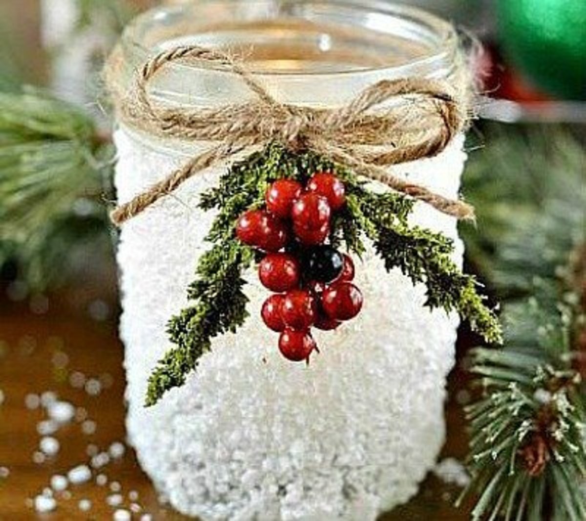 Snowy mason jar