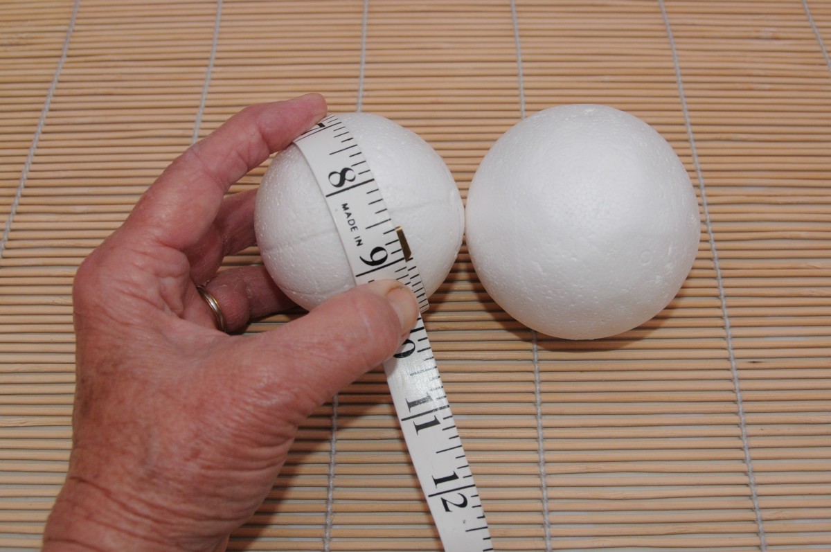 8 or 9" LACrafts Smooth Foam Balls: A small polystyrene ball with a circumference of 8.50 inches