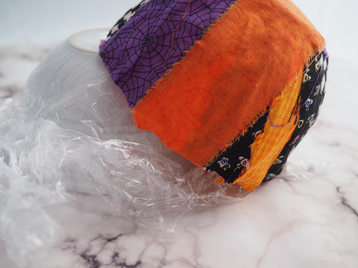 DIY Fabric Scrap Tutorial: No-Sew Fabric Halloween Bowls - FeltMagnet