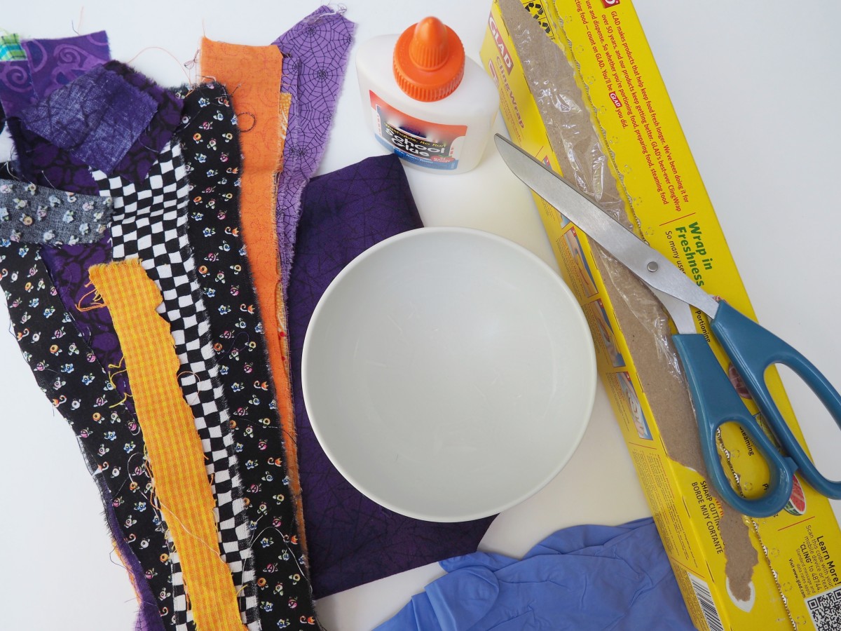 DIY Fabric Scrap Tutorial: No-Sew Fabric Halloween Bowls - FeltMagnet