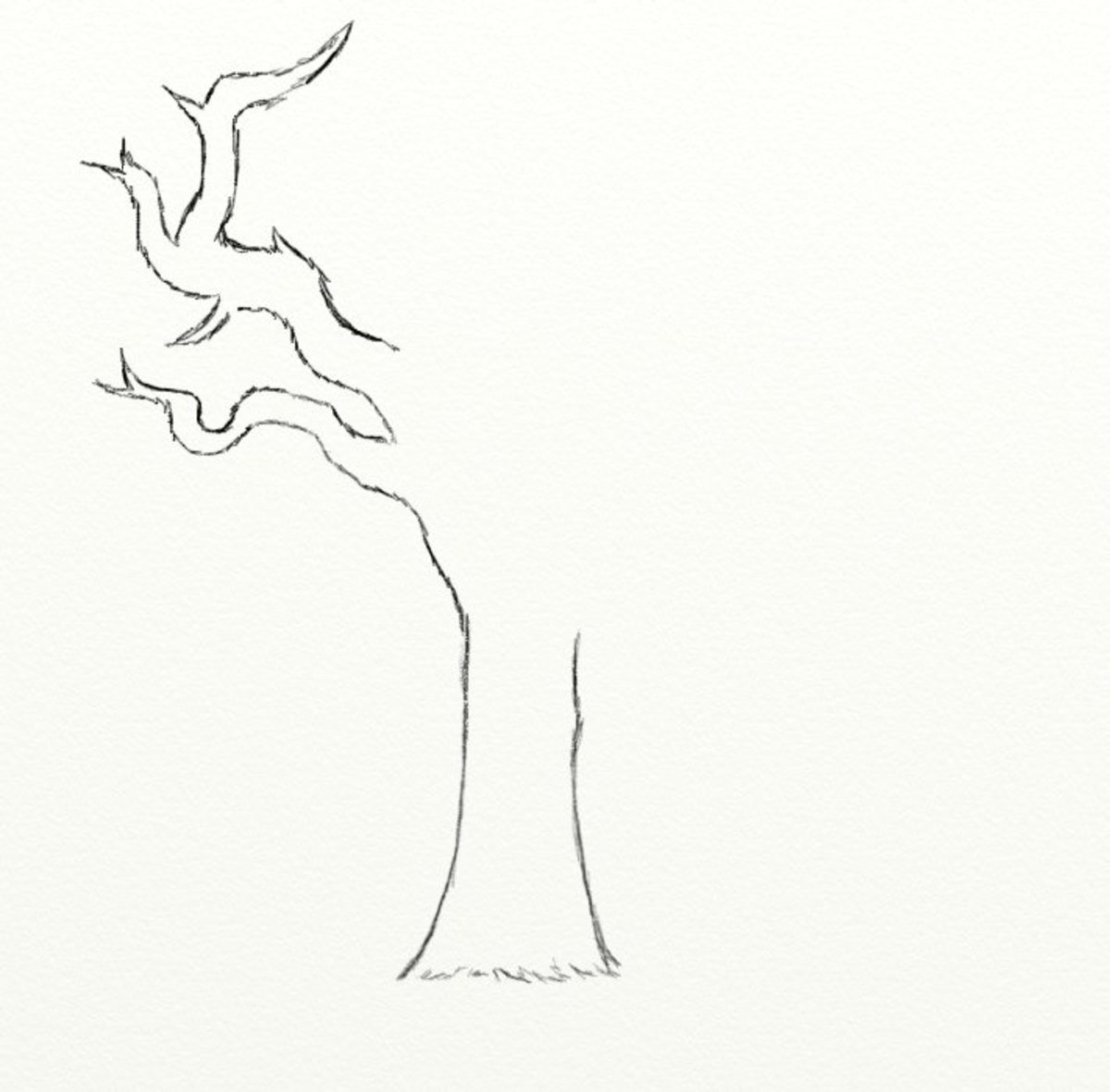step by step how to draw a dead tree