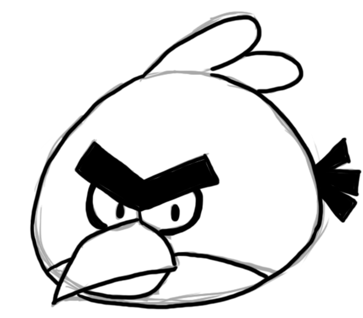 angry bird black and white
