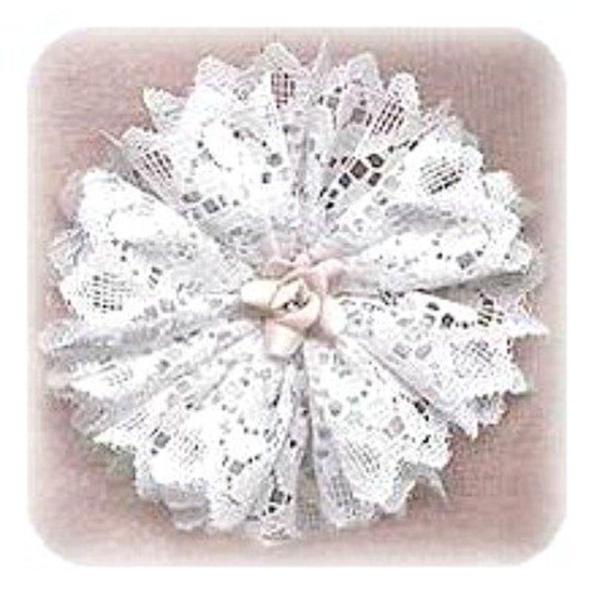 3 Victorian Lace Doily Star Bows Cream Christmas Tree Holiday Ornaments NEW 5.5” 