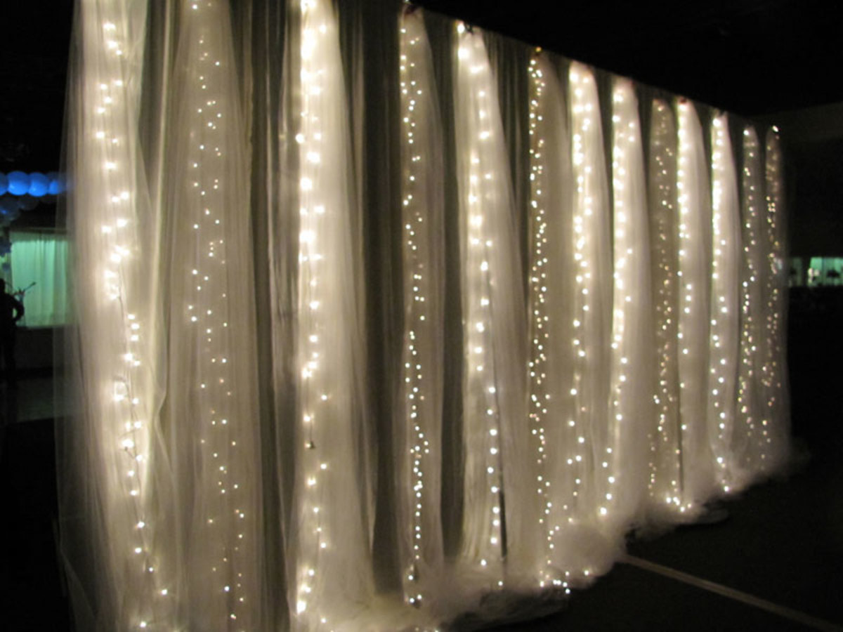 As simple as purchasing some transparent fabric from your local fabric store and adding some low voltage back lights to them allow you to create unlimited décor that will look elegant and expensive.