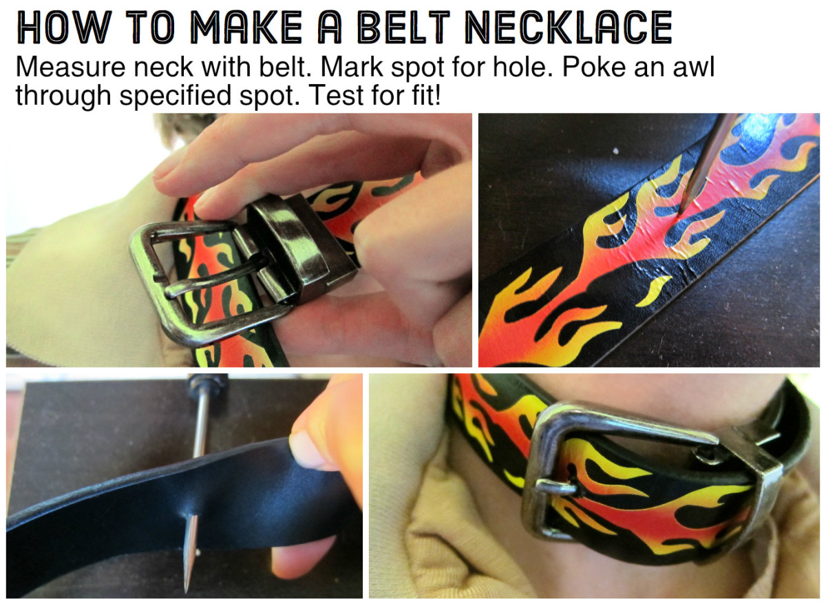 Make your own belt necklace for a true punk look. 