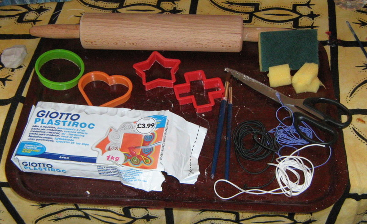 Supplies I used to make my clay Christmas ornaments. 