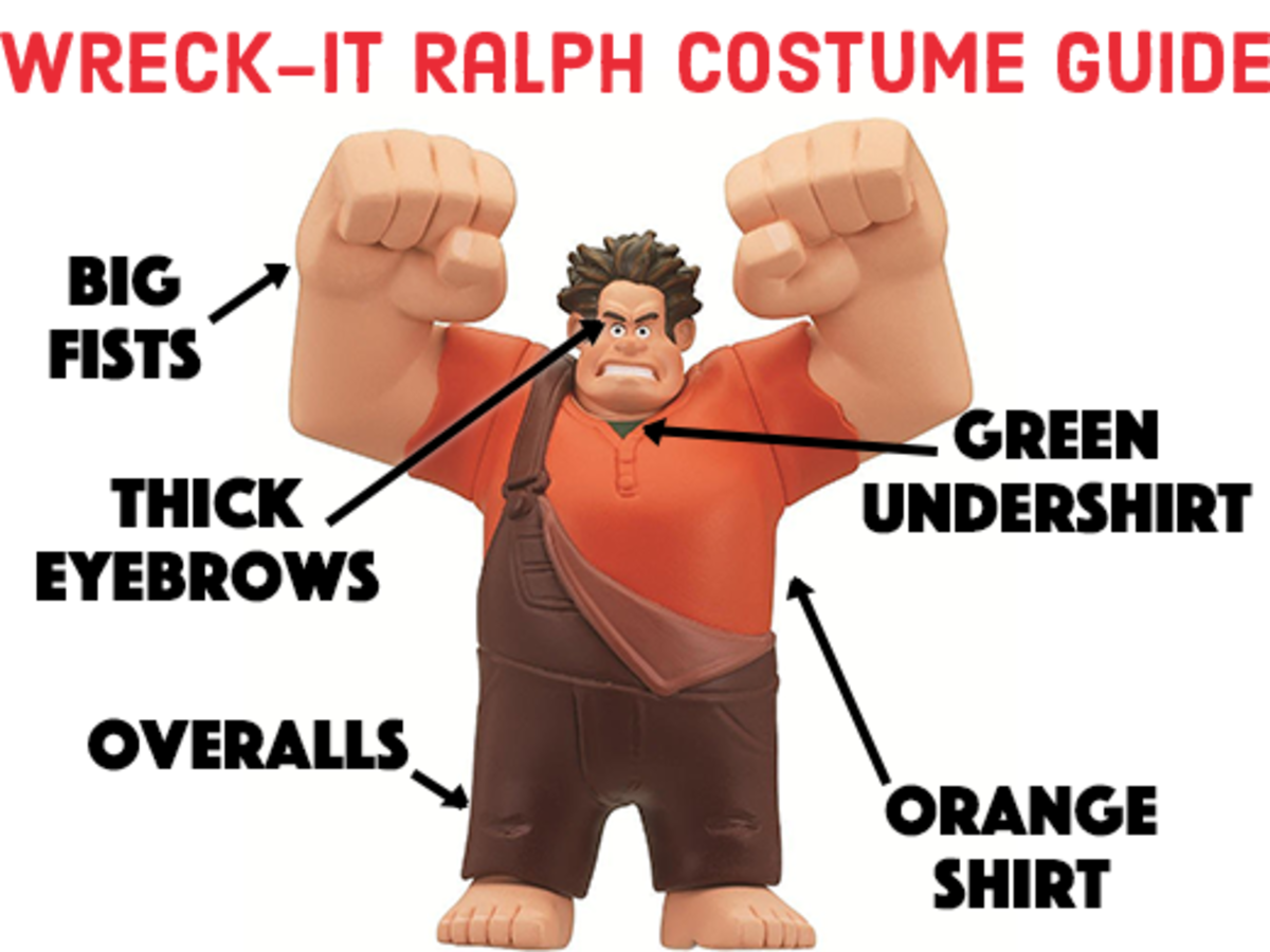 Transform yourself into the guy with the freakishly big hands using this easy-to-follow "Wreck-It Ralph" adult/child costume guide.