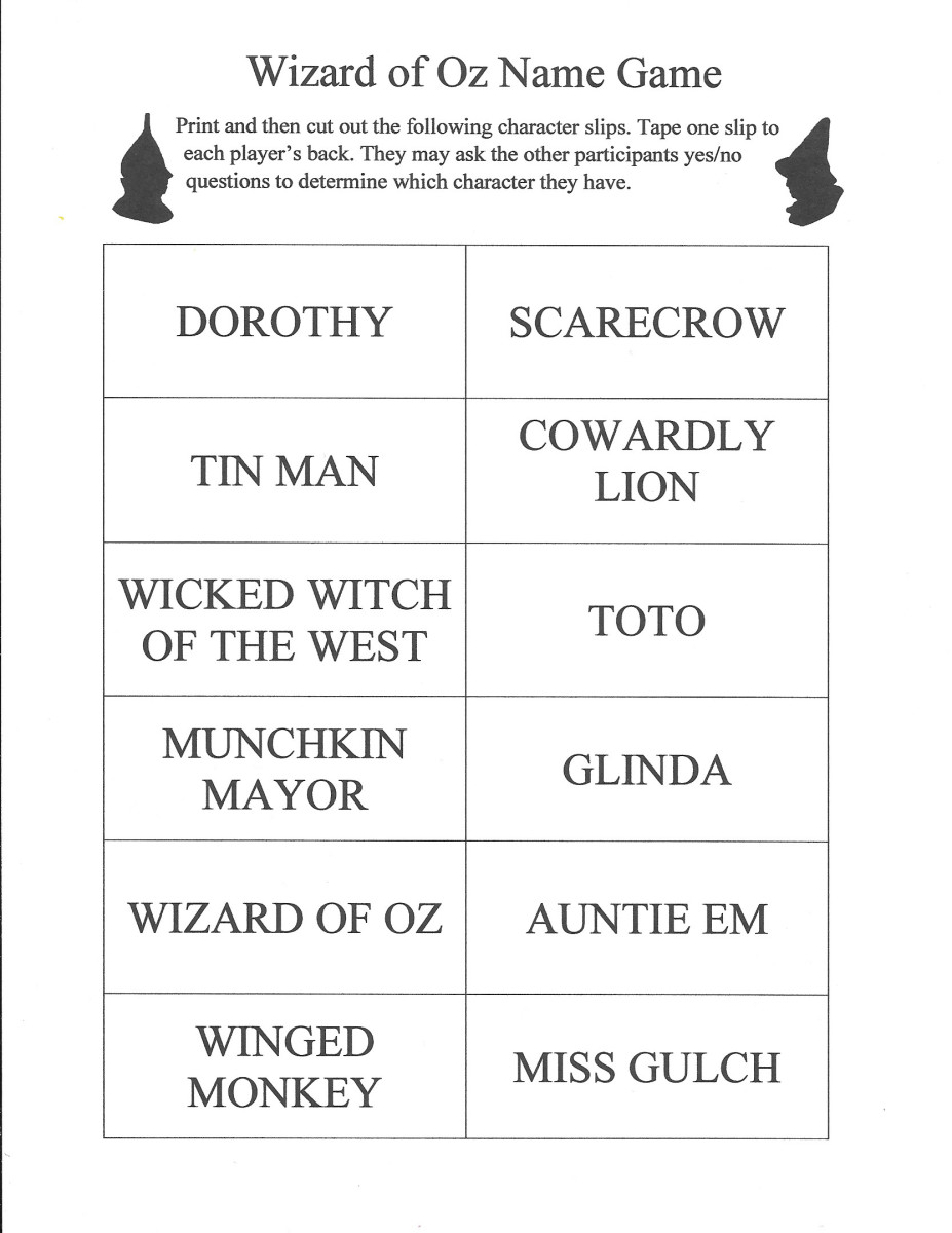 Here is a photo of the printable activity sheet for the Wizard of Oz Name Game. You can get the .pdf to print by clicking on the orange link at the beginning of this article.