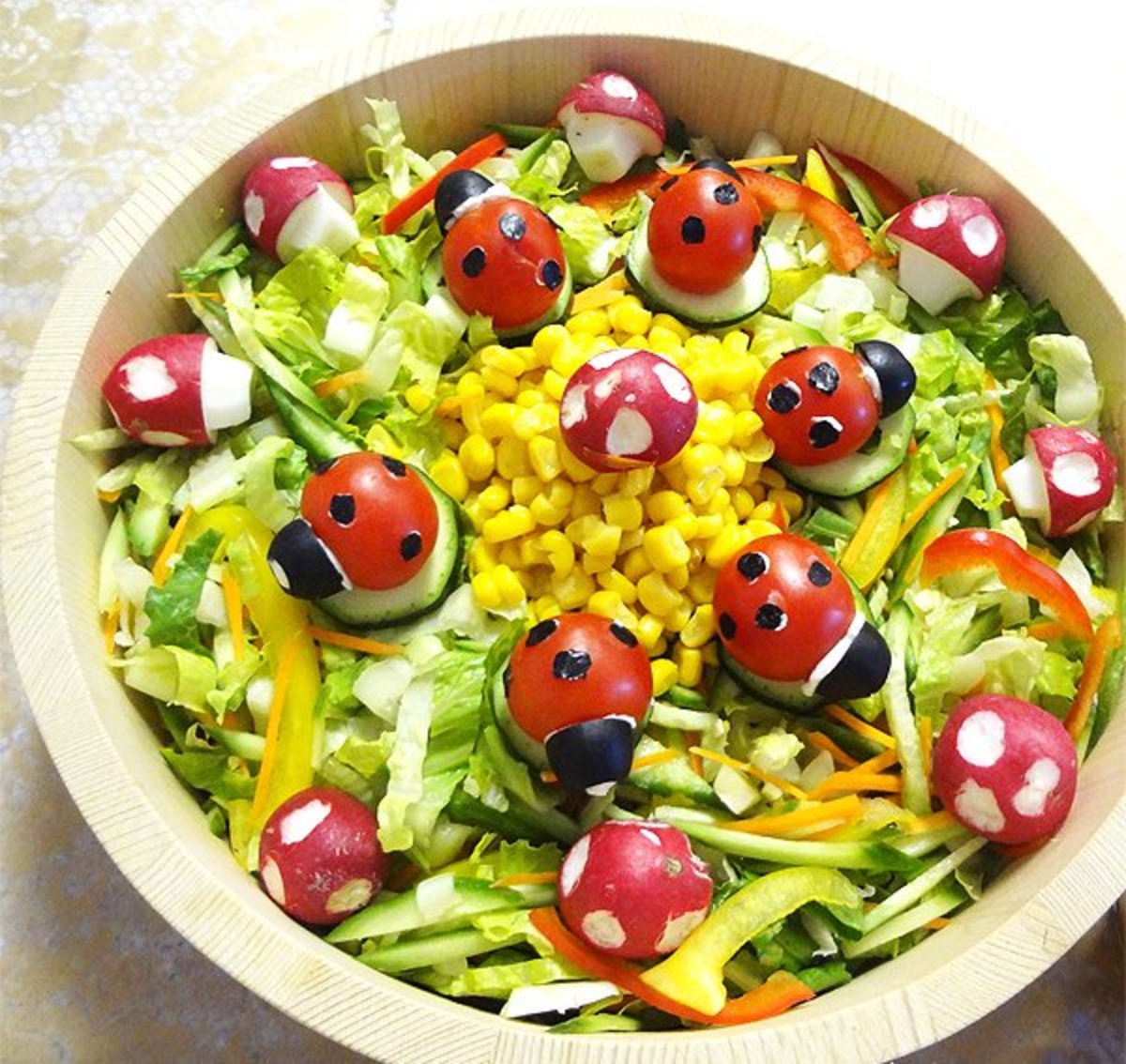 This adorable ladybug salad is perfect for Easter.