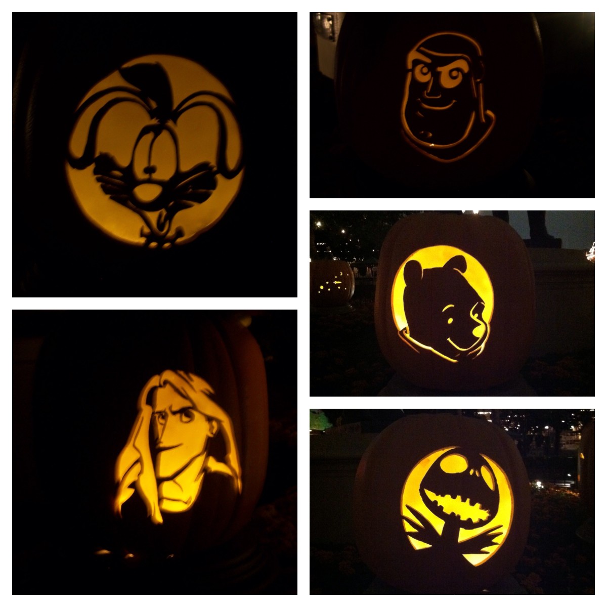 Some jack-o-lanterns are carved as famous Disney characters