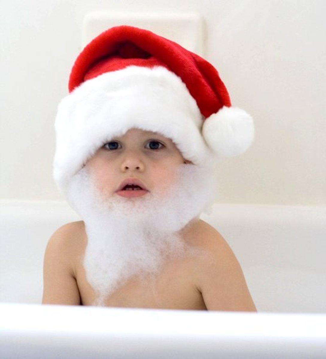 This picture of your little one with a bubble beard is just the right mix of adorable and festive, and will definitely make the grandparents happy.