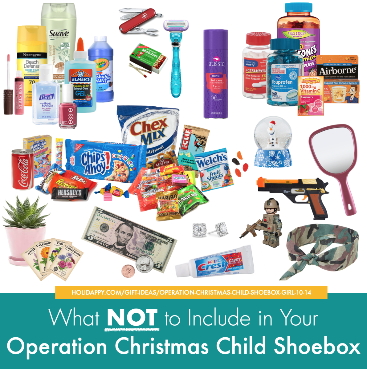 What NOT to include in an Operation Christmas Child Shoebox. From candy to toothpaste, customs regulations limit what you can send overseas.