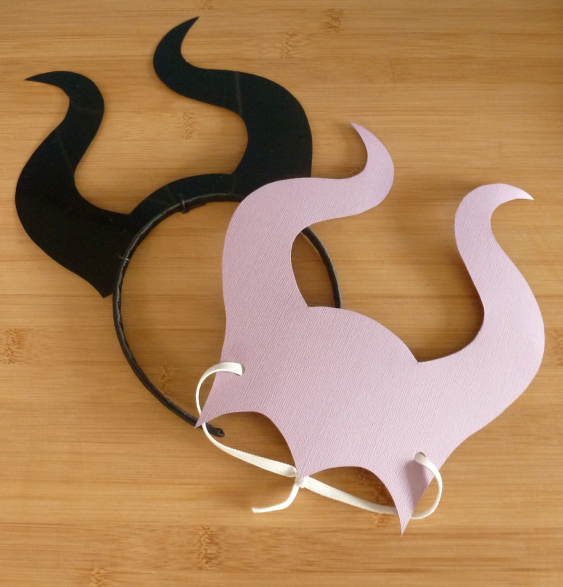 Ta Da! Here's two finished DIY headpiece costume accessories that Maleficent would be proud of.
