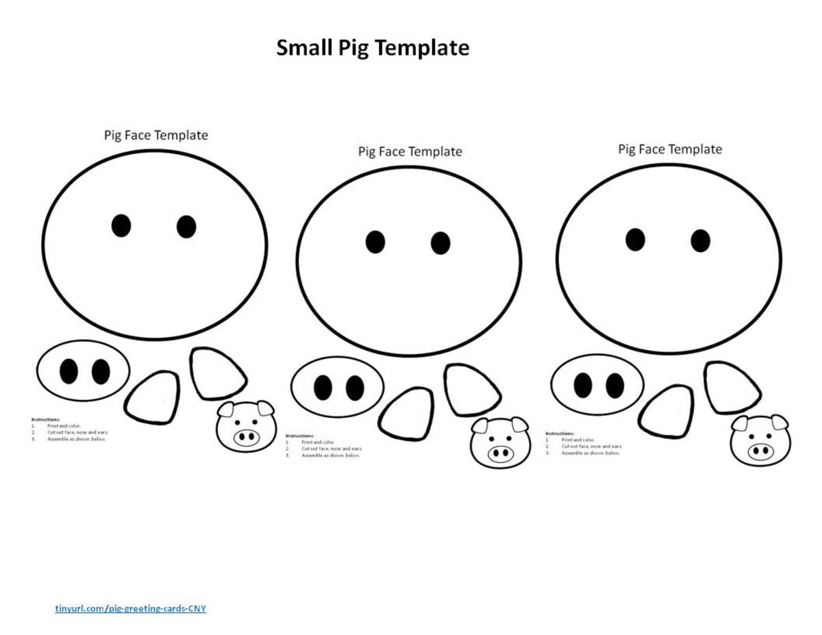Template for the pig face to use on front of card.  The link for this landscape template is at the bottom of this article.