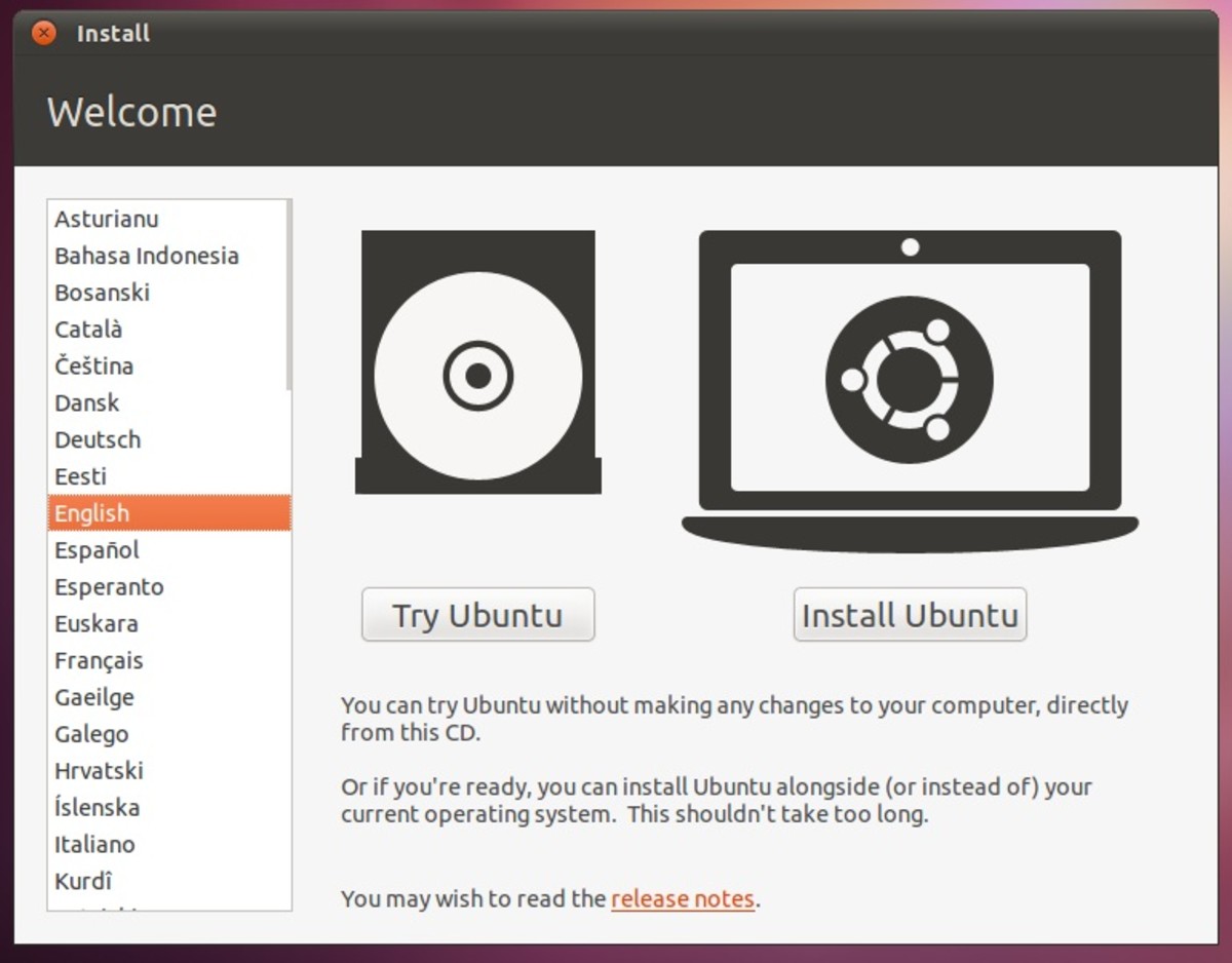 Select your language and click "Install Ubuntu."