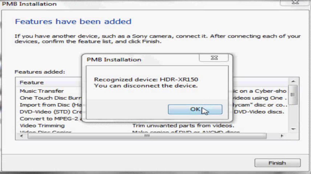 Connect any other Sony audio or video devices at the end of the process to have any software unique to those programs added to PMB.