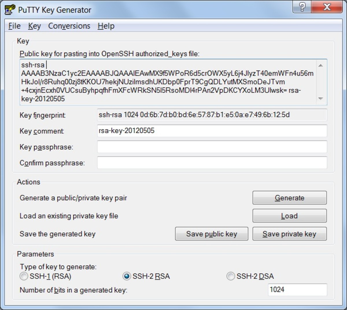 Puttygen can be used to generate a pair of keys for authentication.