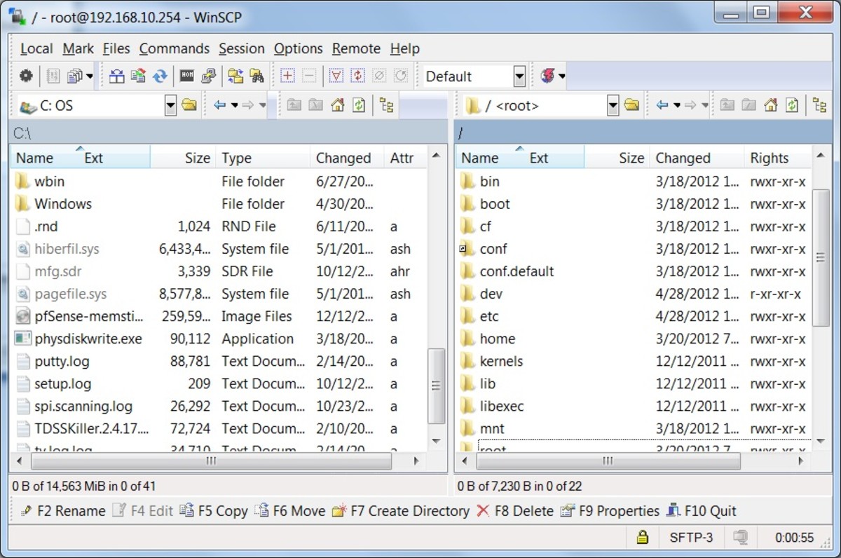The WinSCP  interface is very similar to Windows explorer.