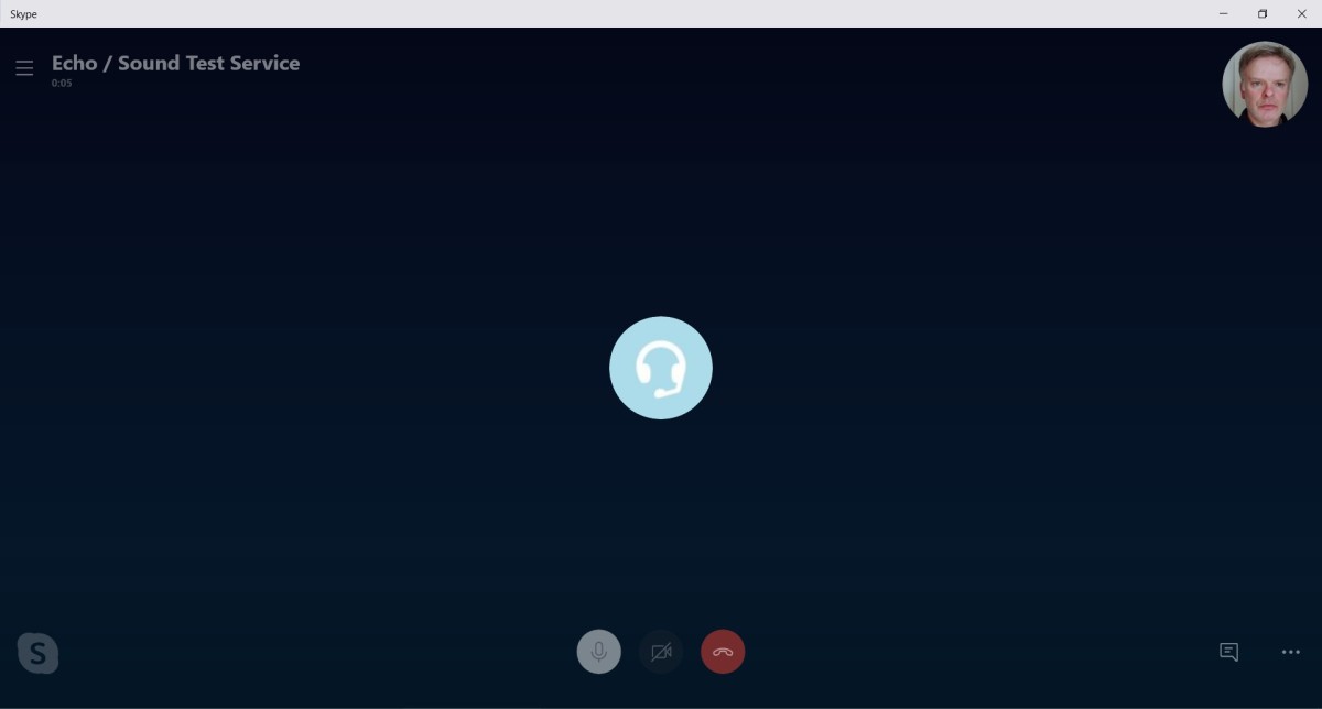 Making a call to the Sound Test Service in Skype.