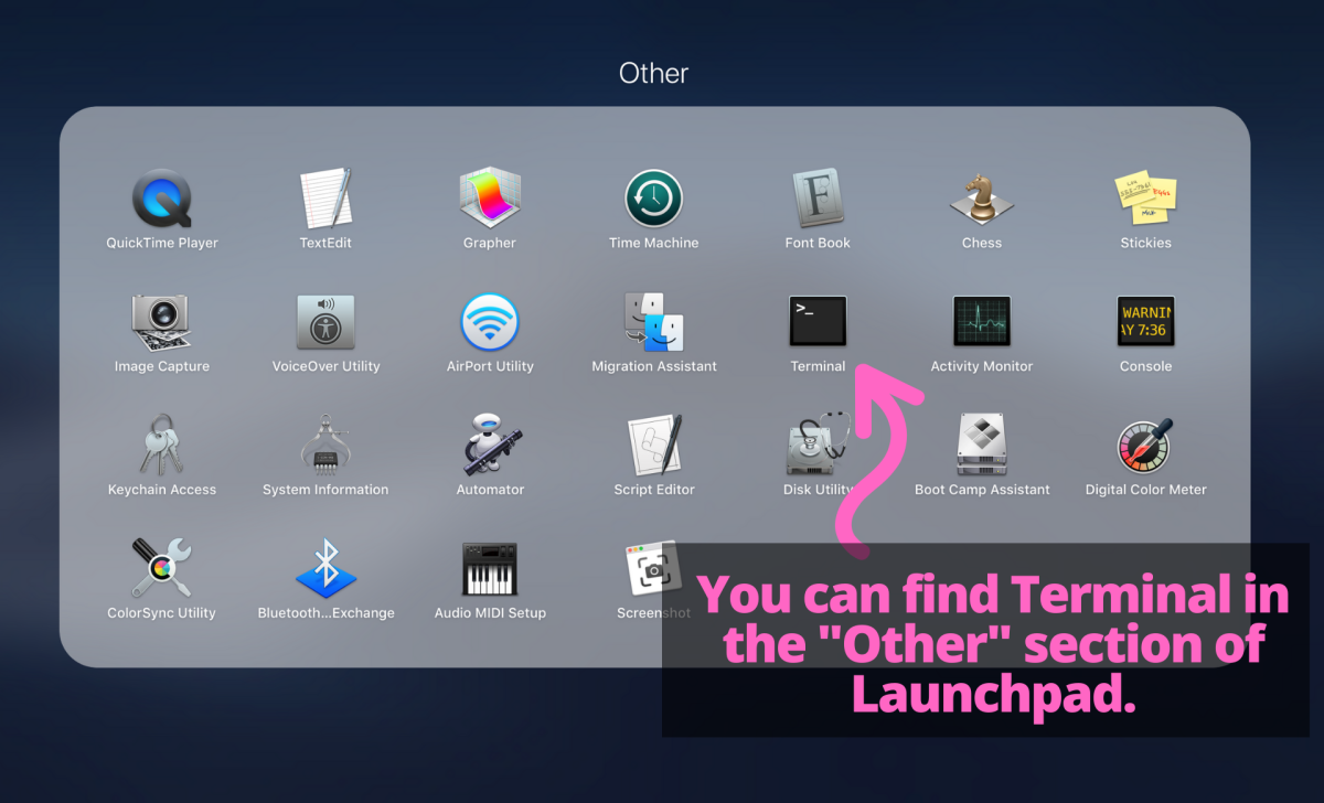 Terminal can be found in "Other" in your Mac's Launchpad.