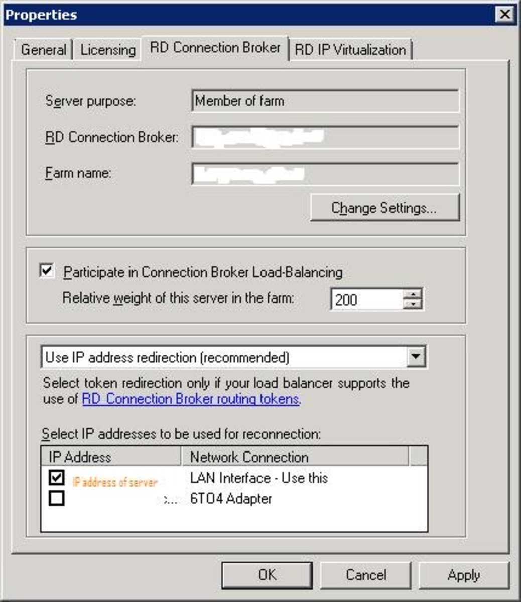 RD Connection Broker settings.
