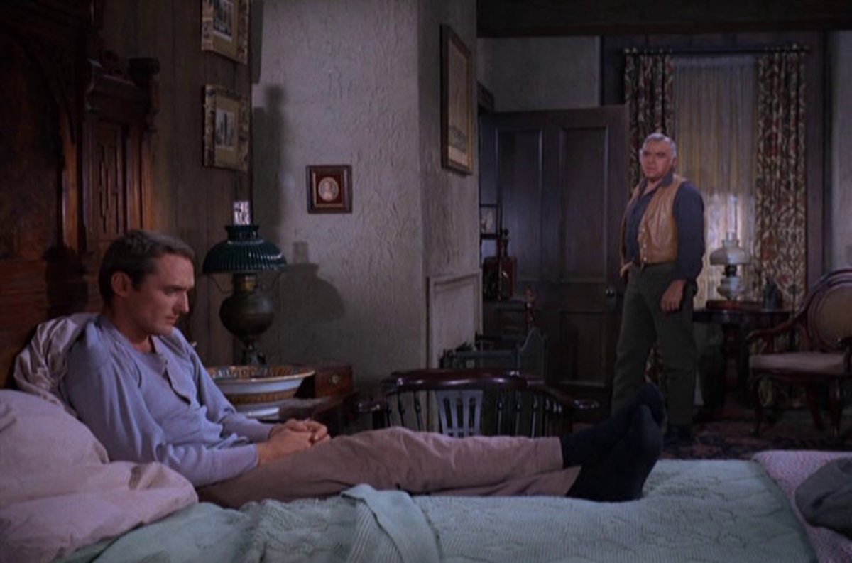 Dennis Hopper and Lorne Greene in "Bonanza."