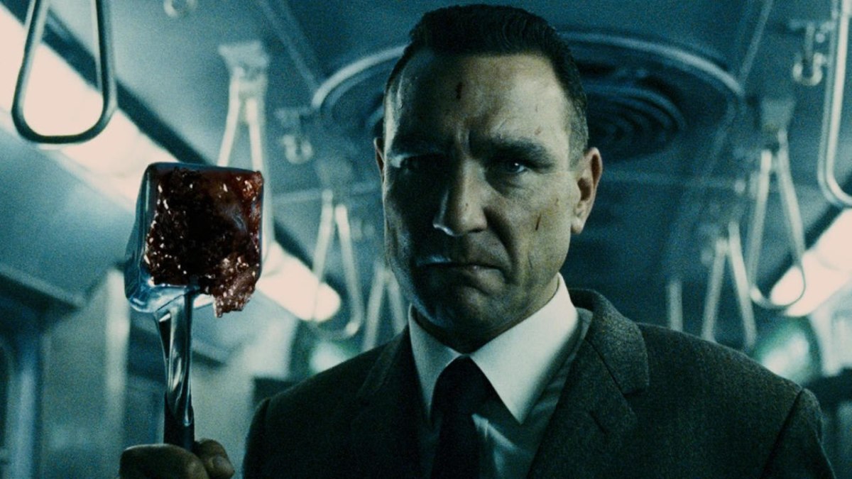 Vinnie Jones as the butcher Mahogany in, "The Midnight Meat Train."