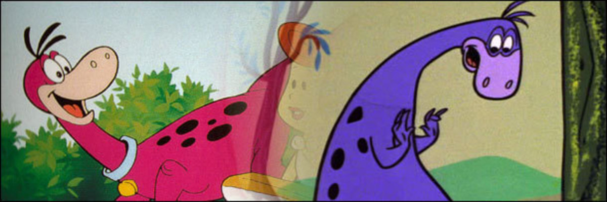 The Flintstones' pet Dino initially looked and acted much different (right) compared to his more familiar appearance (left)