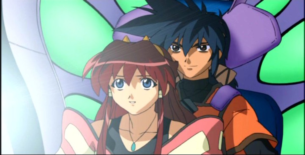 Hibiki and Dita, the two main protagonists in "Vandread"