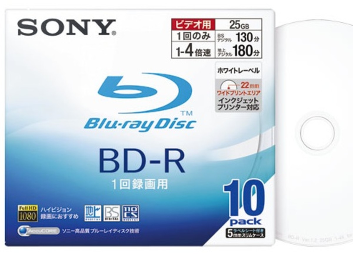 A Sony BD-R disc 10 pack (real product)