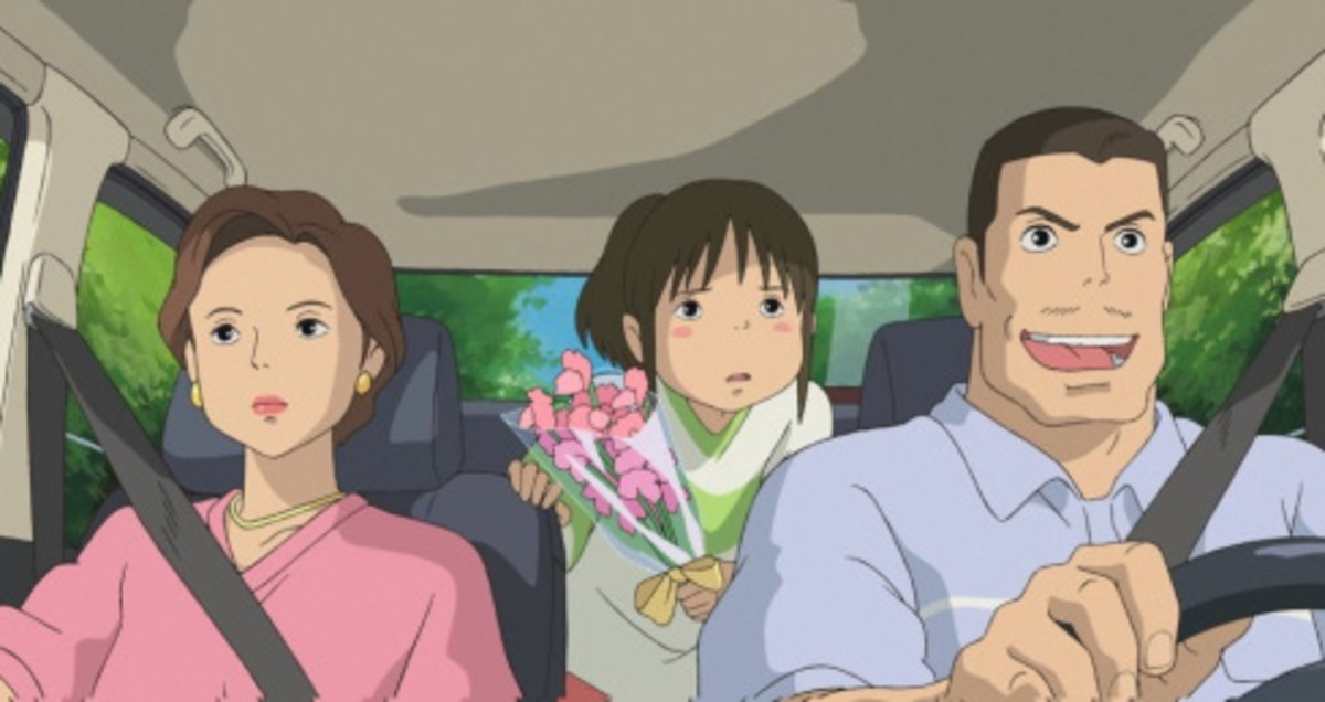 Chihiro and her parents moving to their new home
