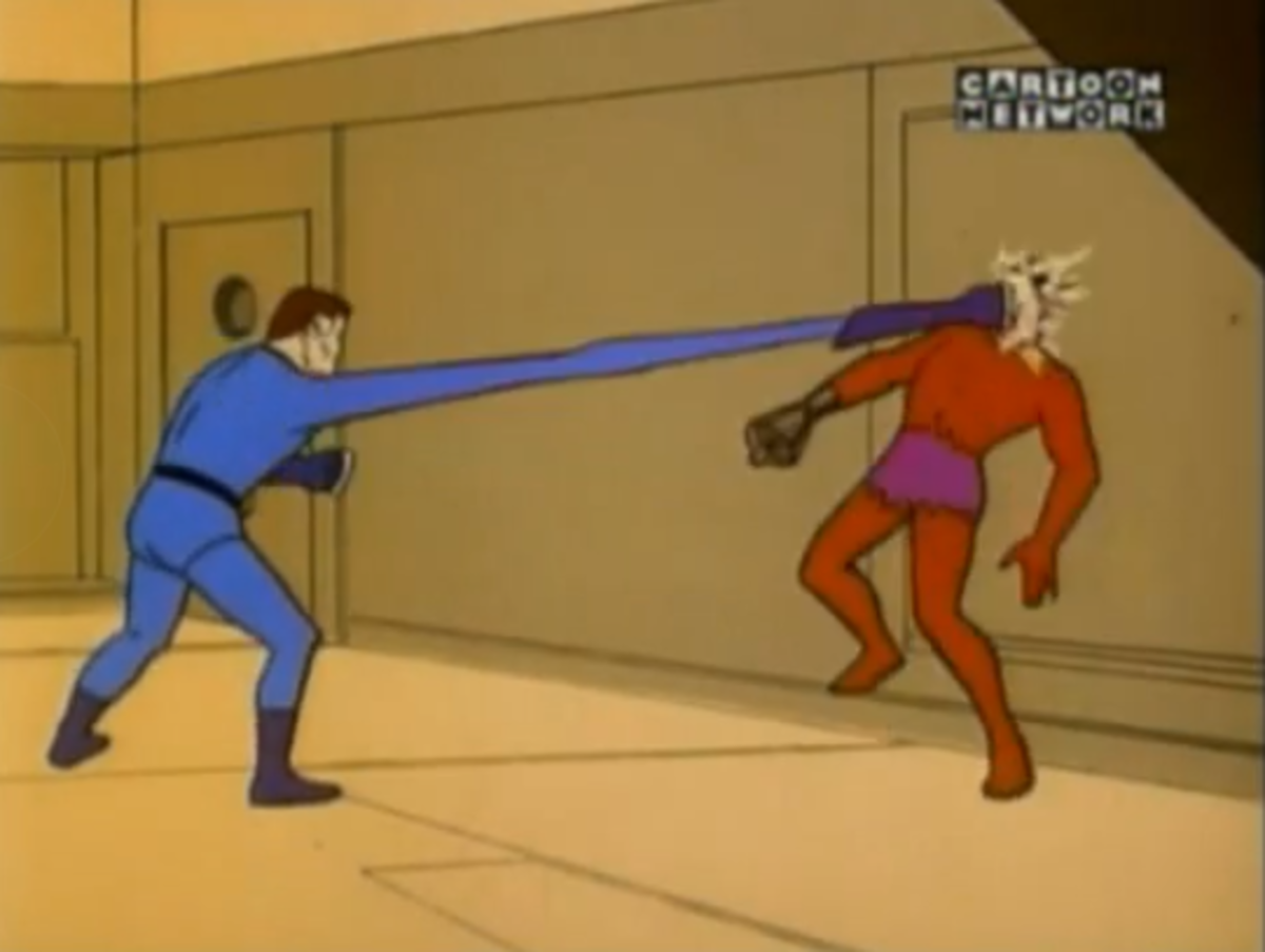Mr. Fantastic stretching to punch Klaw
