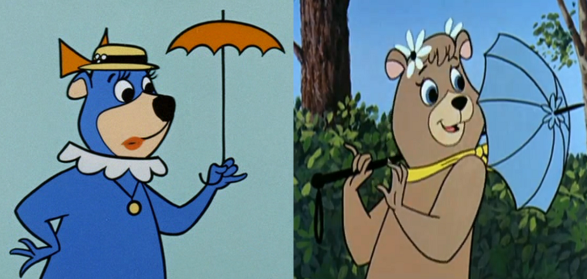 Cindy Bear received a major redesign from how she looked in the TV series (left) to the movie (right). This change would be permanent going forward.