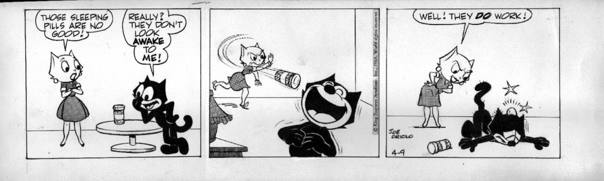 "Felix the Cat" newspaper comic drawn by Joe Oriolo (April 9th, 1964)