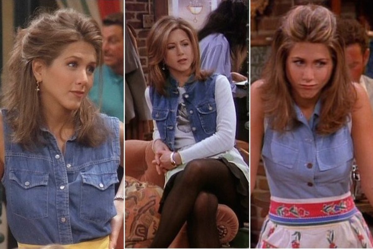 Rachel wore a lot of denim during her time as a waitress.