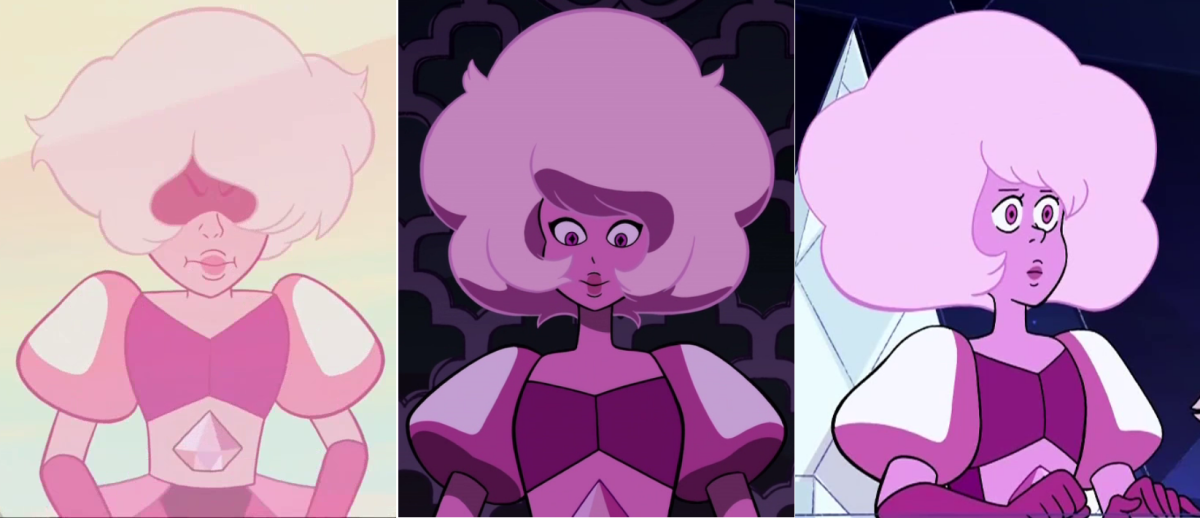 Pink diamond does not exist in the show's present but is mostly seen through flashbacks.