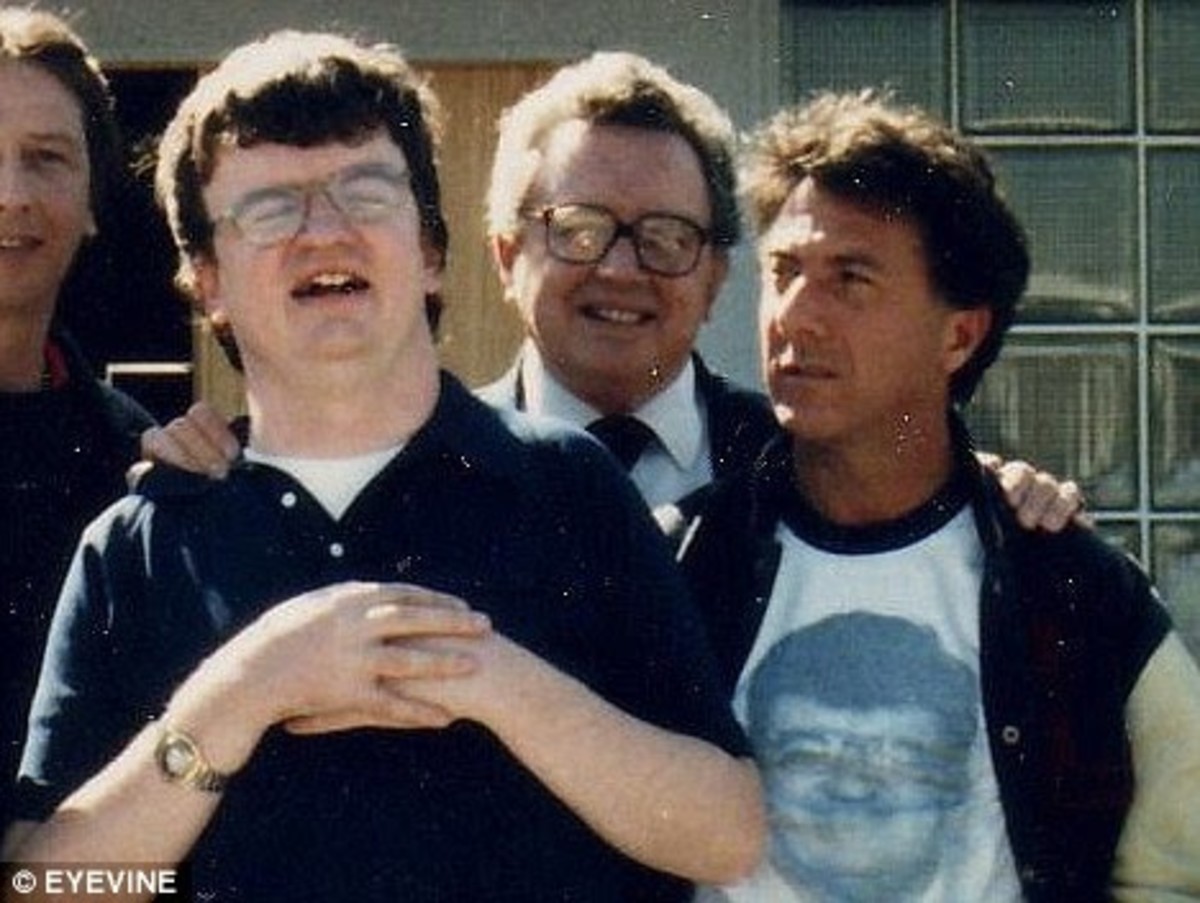 Kim Peek and his father with Dustin Hoffman