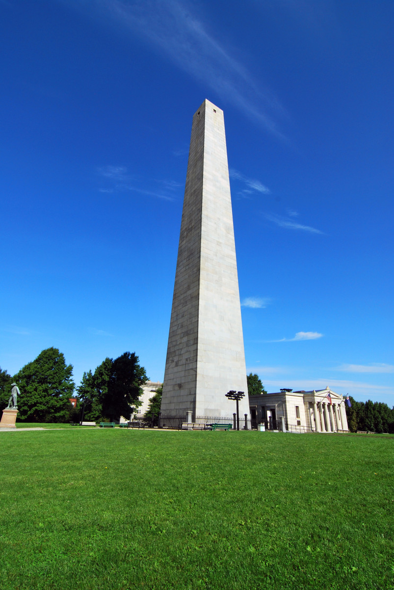 The Bunker Hill Monument has steps leading to the top, where you'll find great views of Boston.