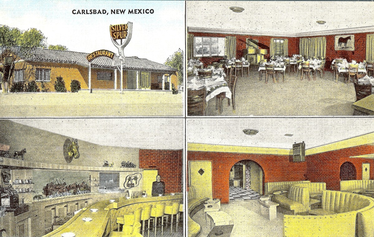 Vintage non-copyrighted postcard Carlsbad, NM where my grandparents dined many years ago while in this area.