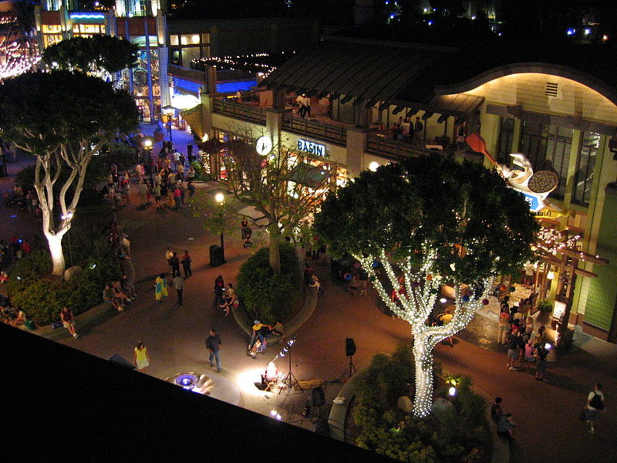 Downtown Disney at night