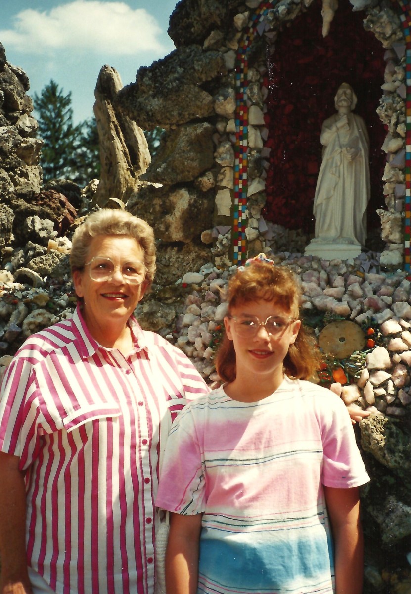 Photo of my mother and niece at the Dickeyville Grotto