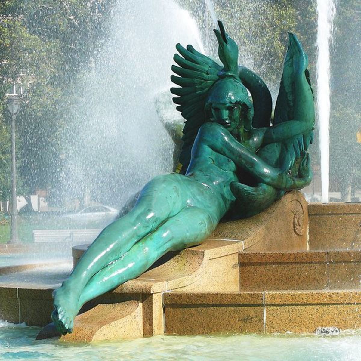 The Wissahickon Girl is a figure on the Swann Memorial Fountain in Logan Square in Philadelphia. Representing Wissahickon Creek, she also reminds us that the hermit monks saw visions of angels.