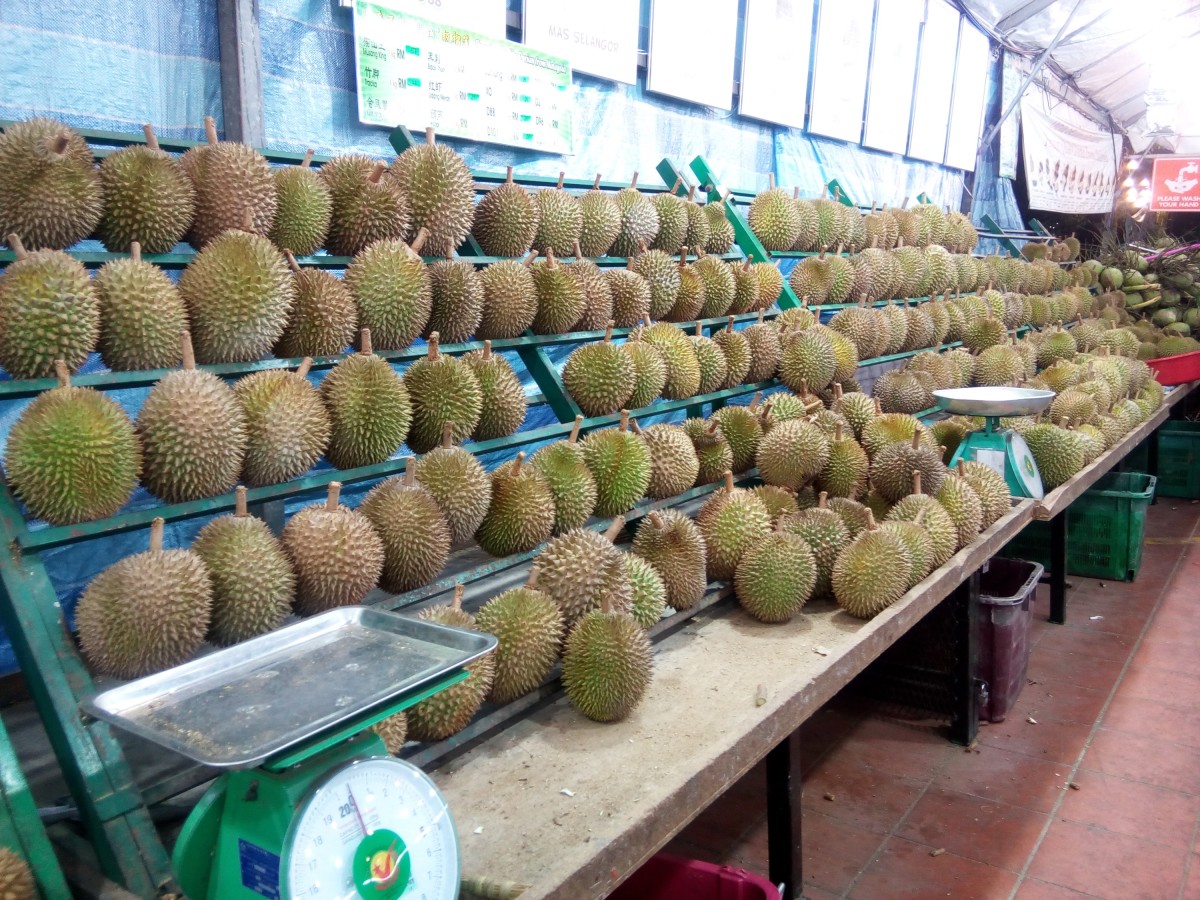 A durian stall at the Durian Station in Petaling Jaya