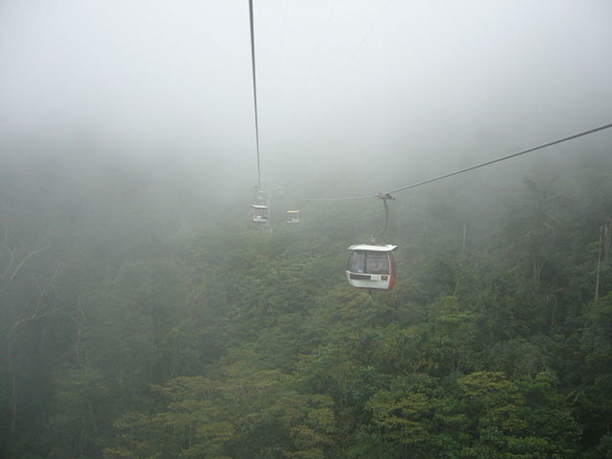 This is what the view looks like in a cable car to Genting Highlands.