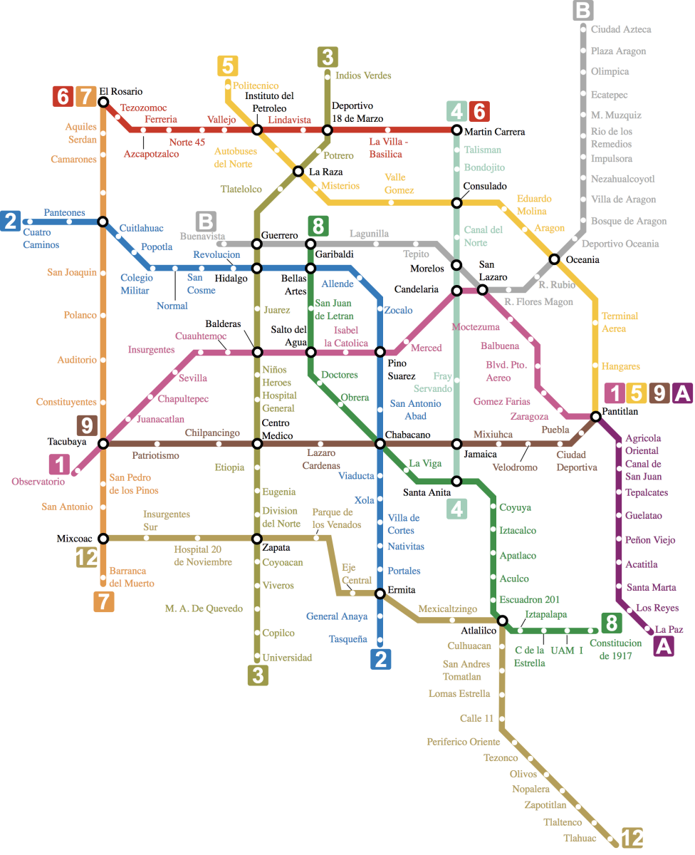 Map of the Mexico City Metro
